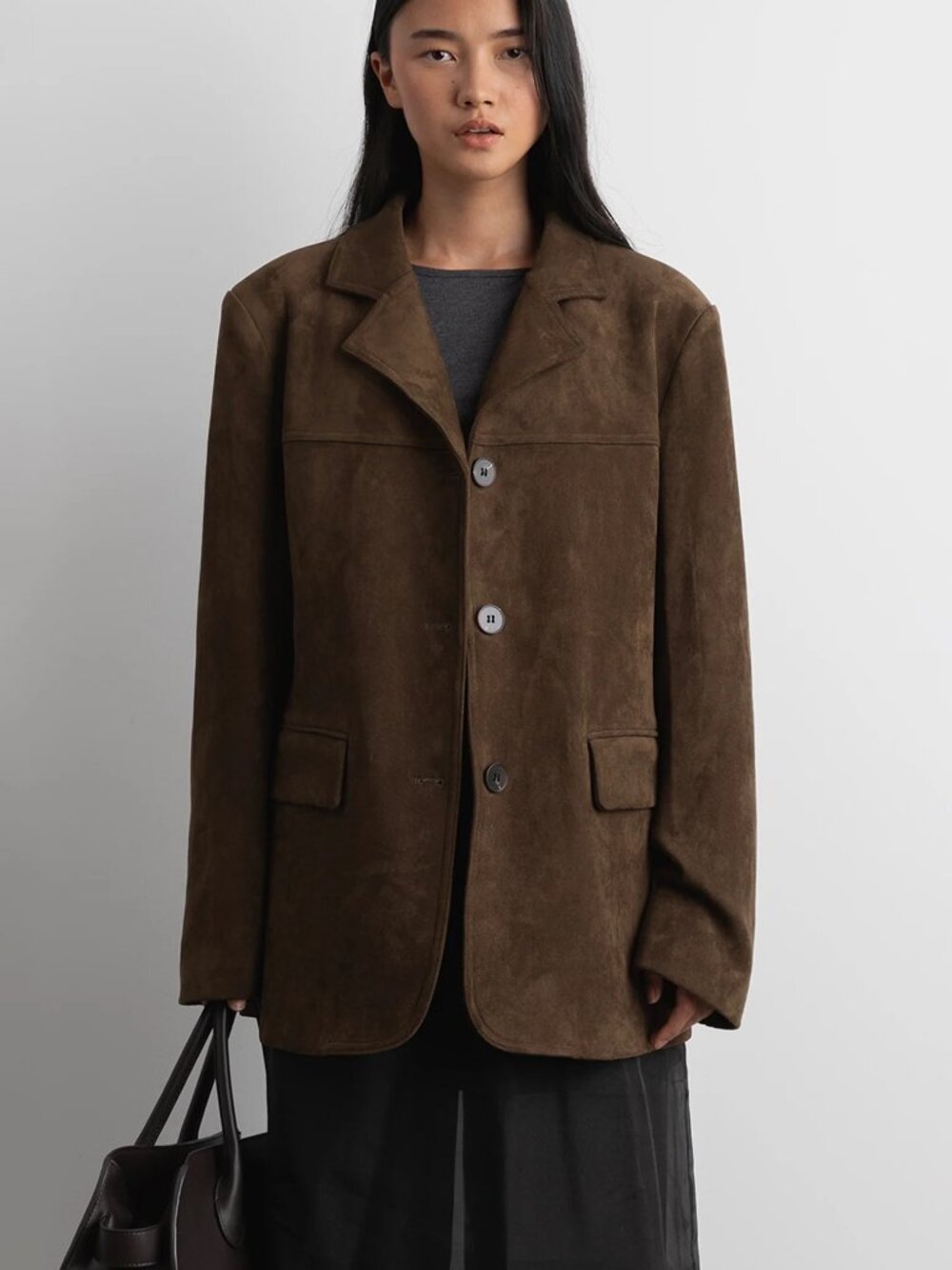 OAK + FORT OVERSIZED VEGAN SUEDE BLAZER